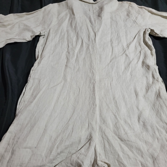 Sam & Lavi Linen Romper Beige Natural Onsie Shorts Quiet Luxury Size L - Picture 3 of 8